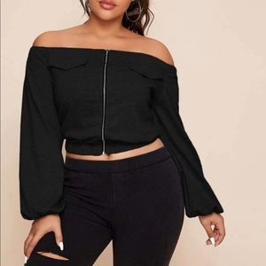 Shein Black Off the Shoulder Top with Zipper 3X